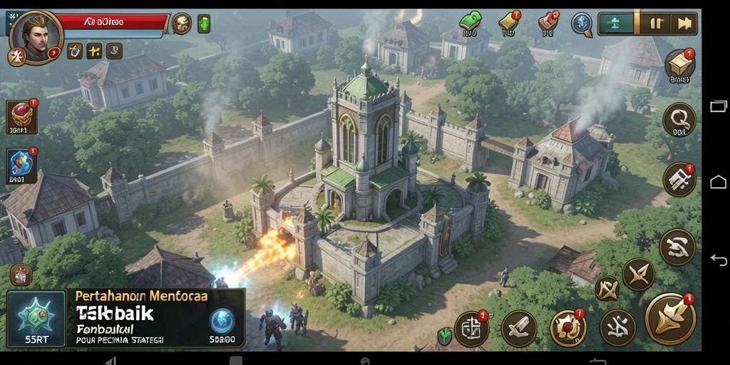 Tampilan gameplay menegangkan di 55RT saat mempertahankan menara.