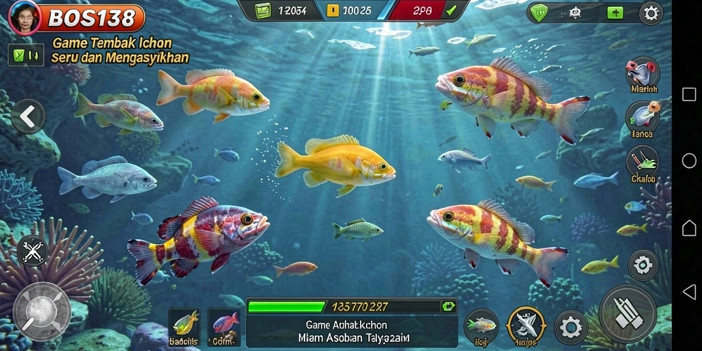 Tampilan gameplay <strong>BOS138</strong> yang menyenangkan saat menangkap ikan.