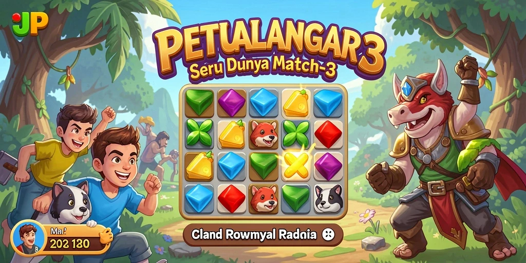 Screenshot menunjukkan gameplay seru dan warna-warni di HARAPJP.