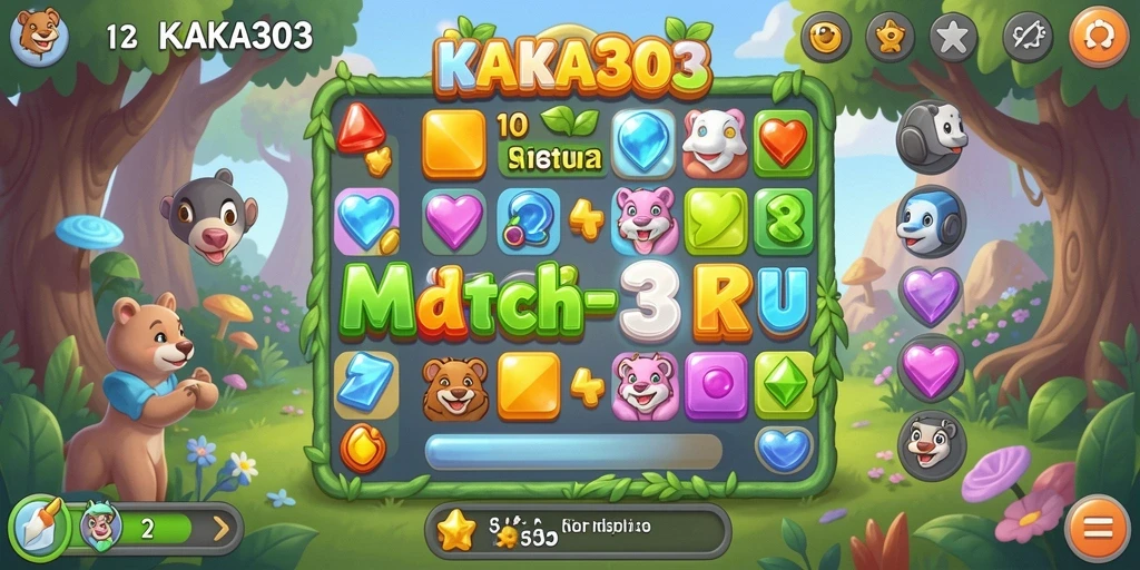 Menampilkan gameplay seru KAKA303 di dunia Match-3.