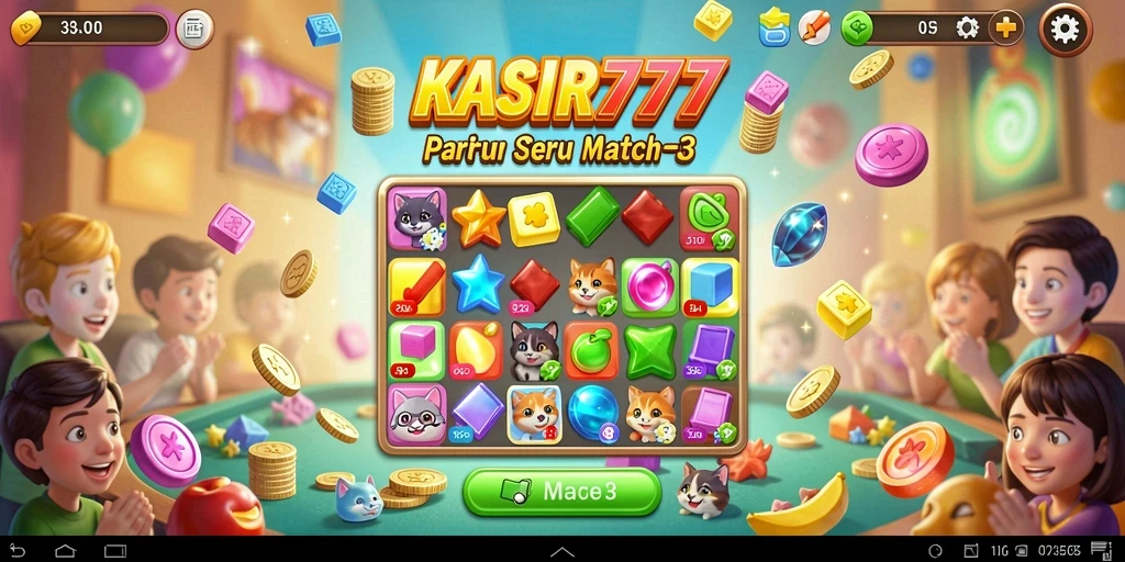 Tampilan menarik dari gameplay KASIR777 saat mencocokkan item.