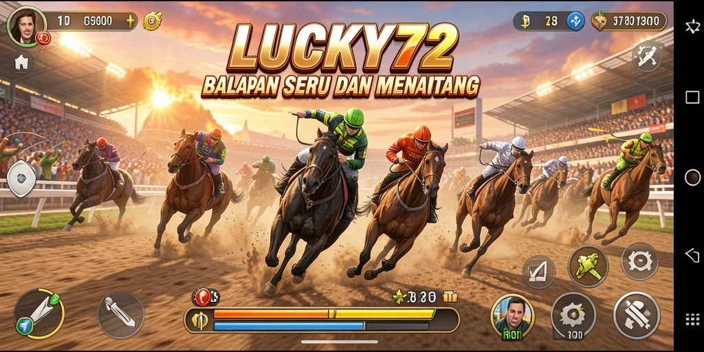 Tampilan gameplay LUCKY72 dengan balapan yang seru di trek menantang.