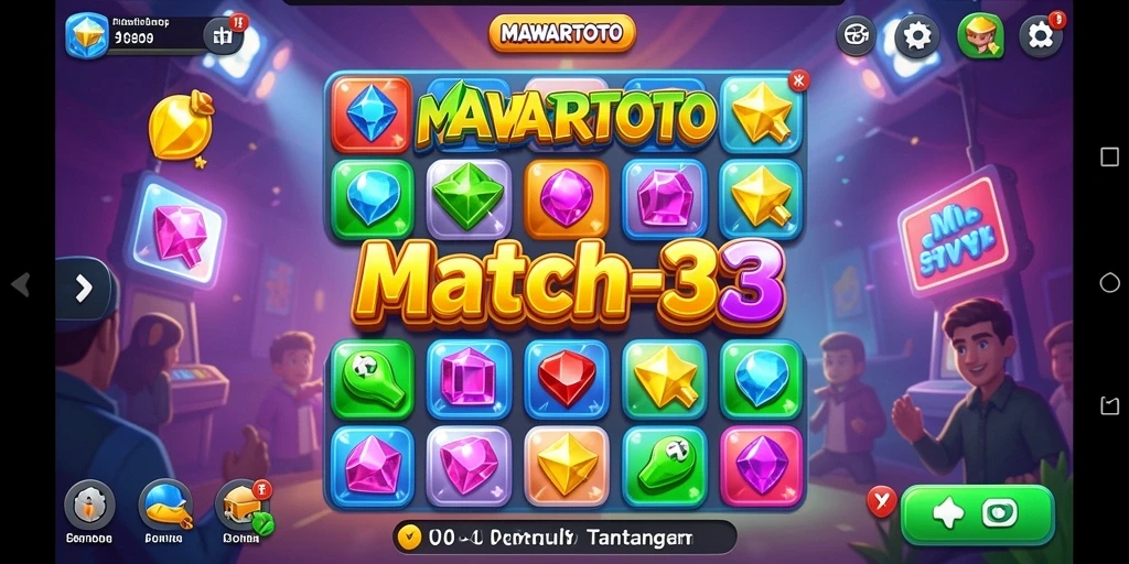 Tampilan gameplay MAWARTOTO yang seru dengan objek match-3.