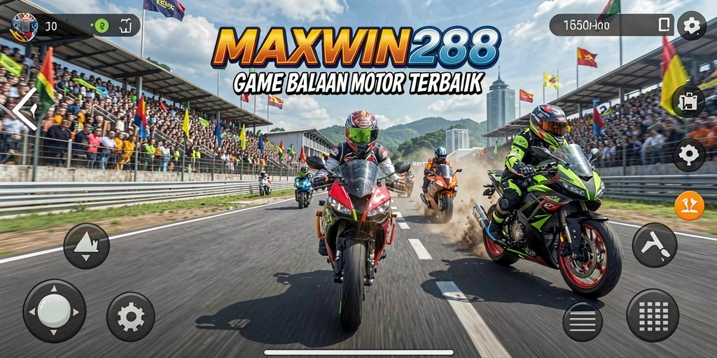 Tampilan gameplay seru dalam balapan motor MAXWIN288.
