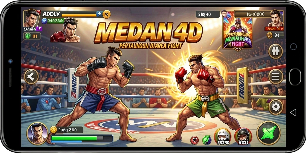 Screenshot gameplay <strong>MEDAN4D</strong> menampilkan pertarungan seru penuh aksi.