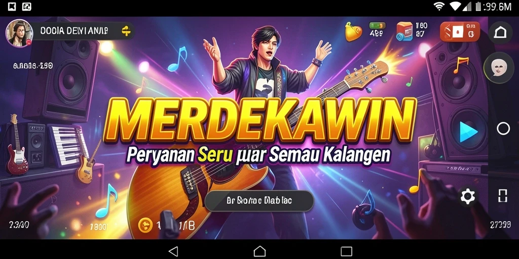 Tampilan gameplay MERDEKAWIN dengan pemain aktif bermain musik.