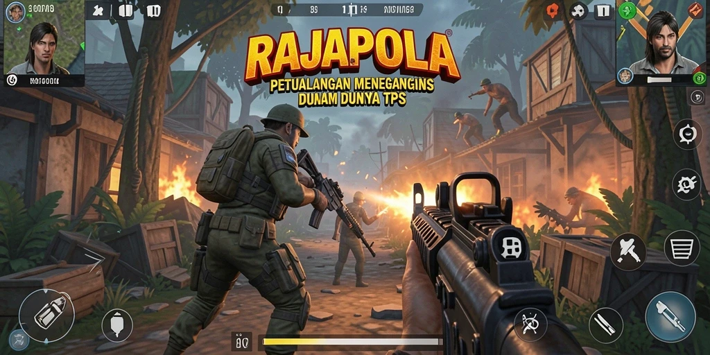 Tampilan seru dari gameplay pertempuran RAJAPOLA yang mendebarkan.