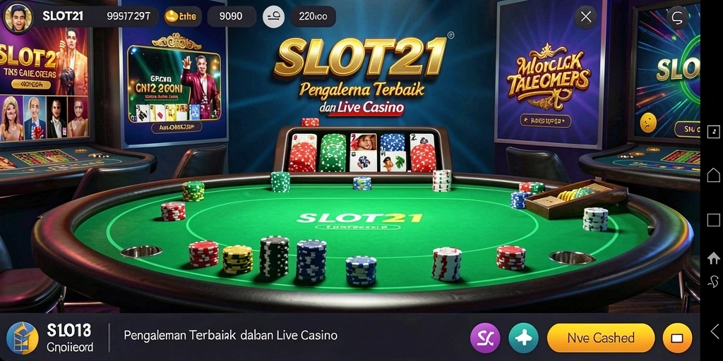 Screenshot menunjukkan dealer langsung dalam permainan Live Casino yang mendebarkan.