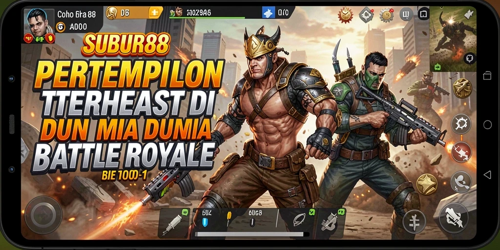 Tampilan aksi seru dalam SUBUR88 saat pertempuran Battle Royale berlangsung.