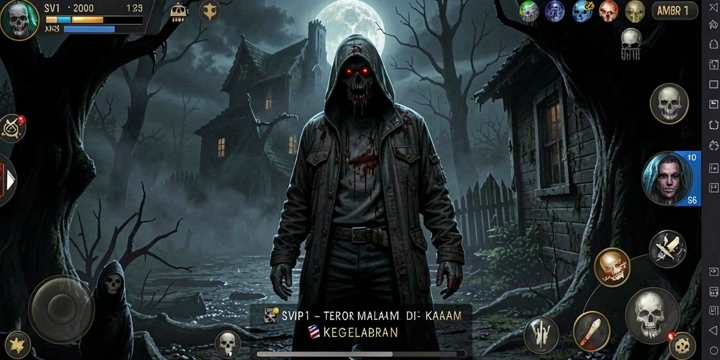 Screenshot gameplay menegangkan dari SVIP1 yang menampilkan elemen horror.