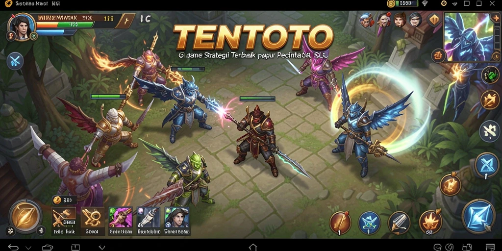 Screenshot gameplay TENTOTO menunjukkan pertempuran strategis yang mendebarkan.