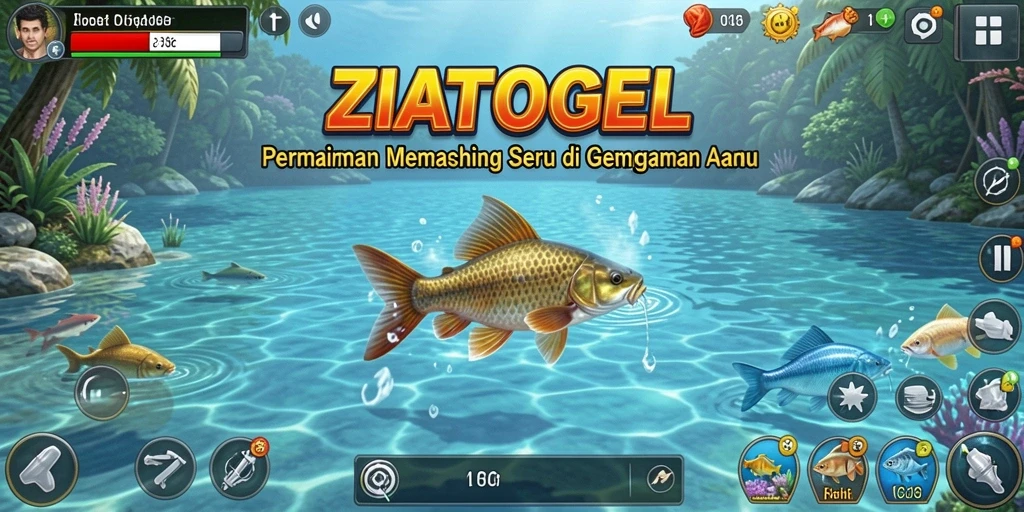 Screenshot gameplay ZIATOGEL menampilkan suasana memancing yang menawan dan menyenangkan.